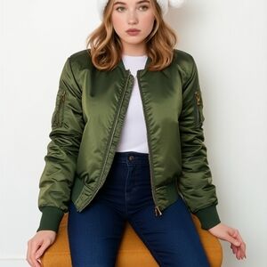 Women's Green Bomber Jacket